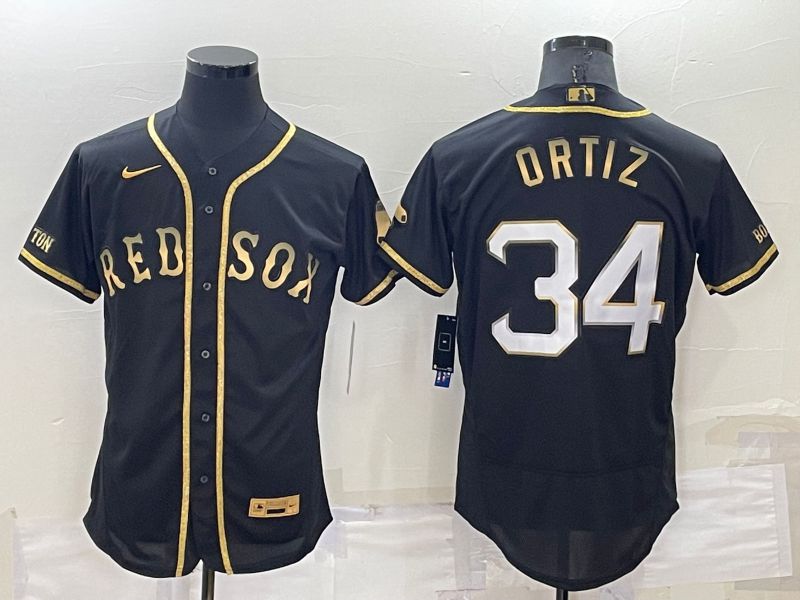 Men Boston Red Sox #34 Ortiz Black Gold Elite 2022 Nike MLB Jersey->los angeles chargers->NFL Jersey